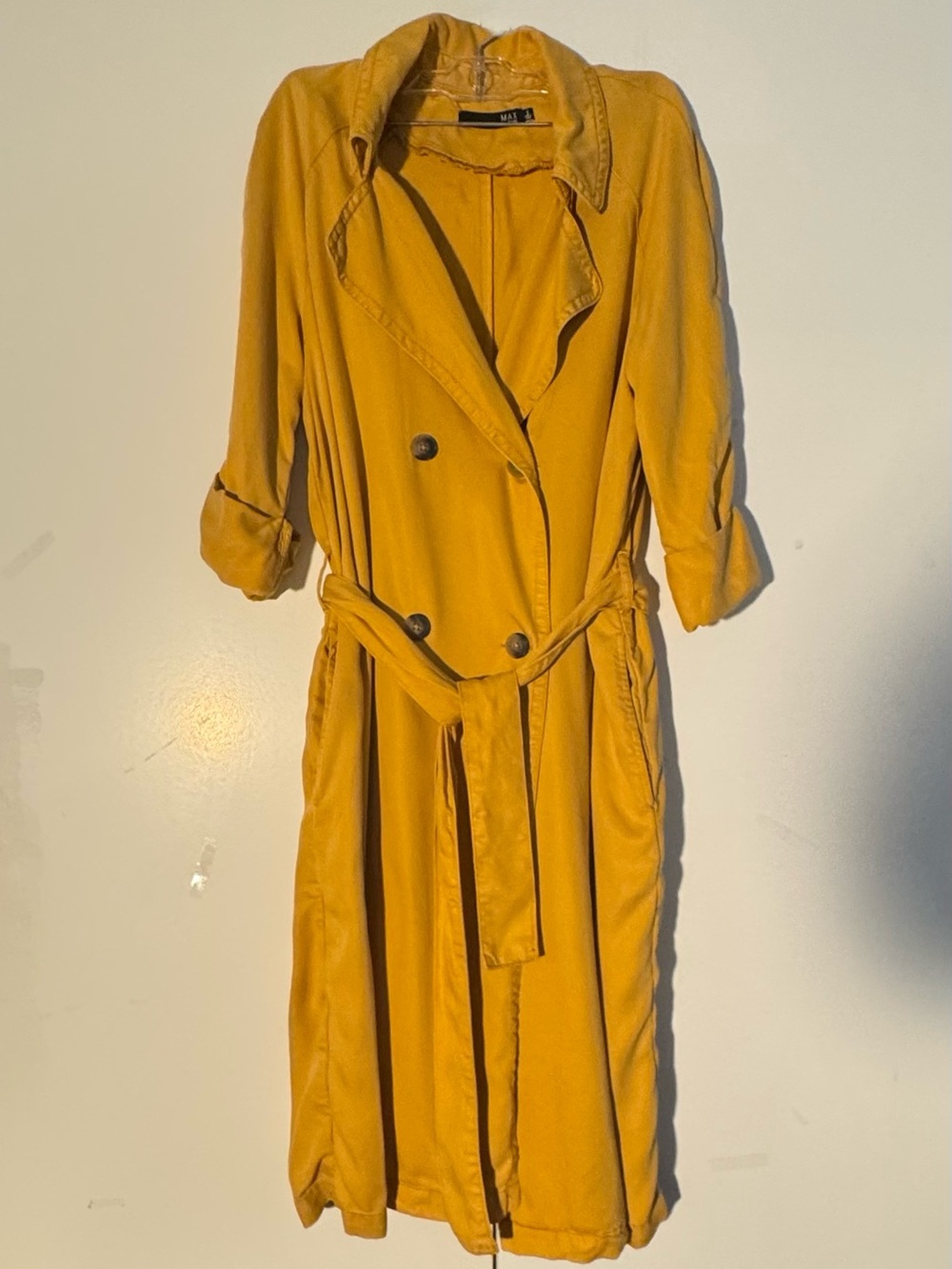 Max Jeans Mustard Double Breasted Coat Dress - Casual Tencel Sm